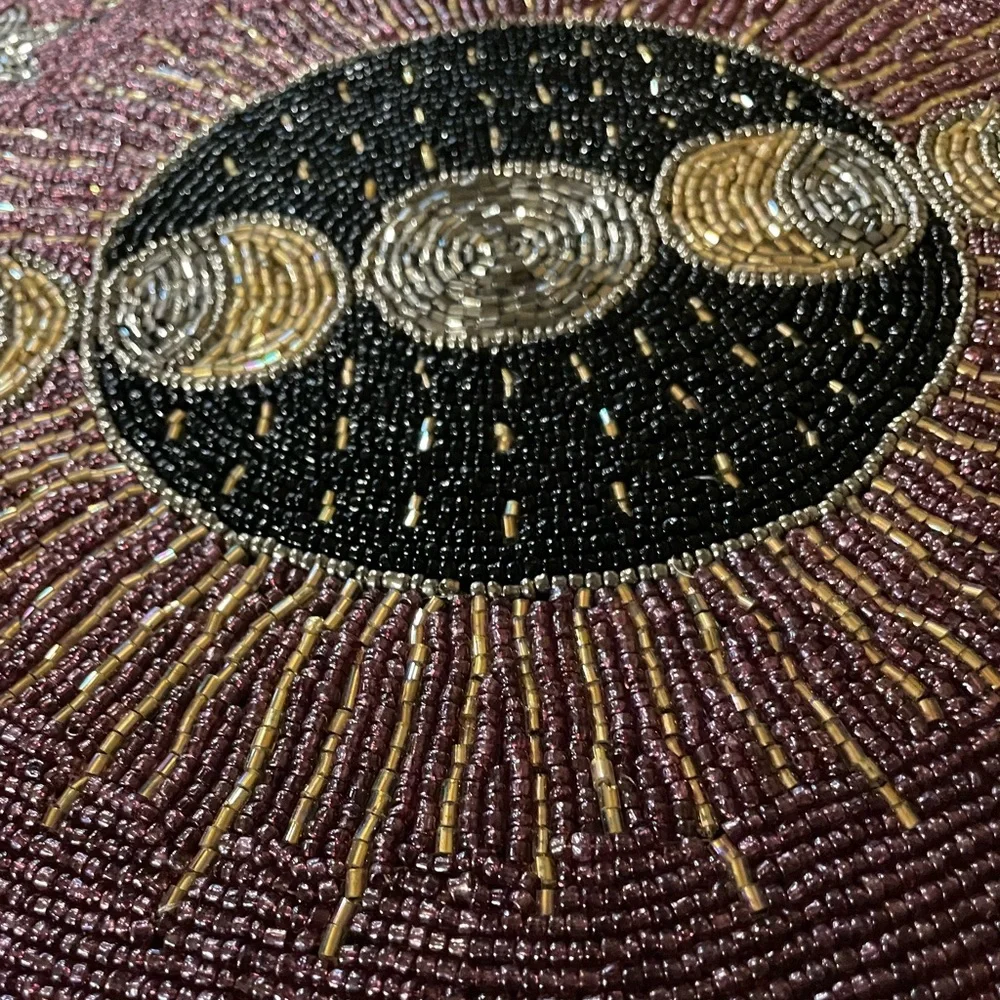 NWOT Purple Celestial Moon Phase Beaded Placemat Charger